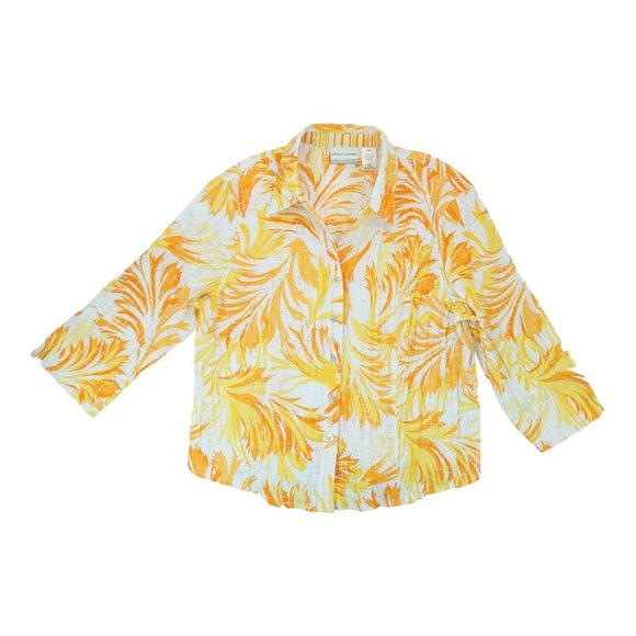 Alfred Dunner Shirt‎ Womens Button Up Floral Print Petites 16P 3/4 Sleeves - Picture 1 of 4